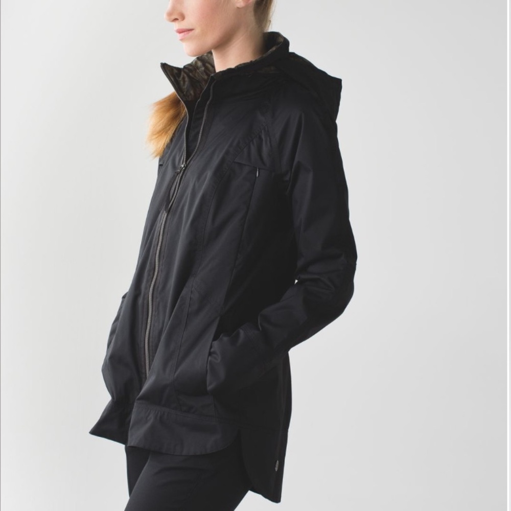 lululemon athletica Black Hooded Rain Jacket